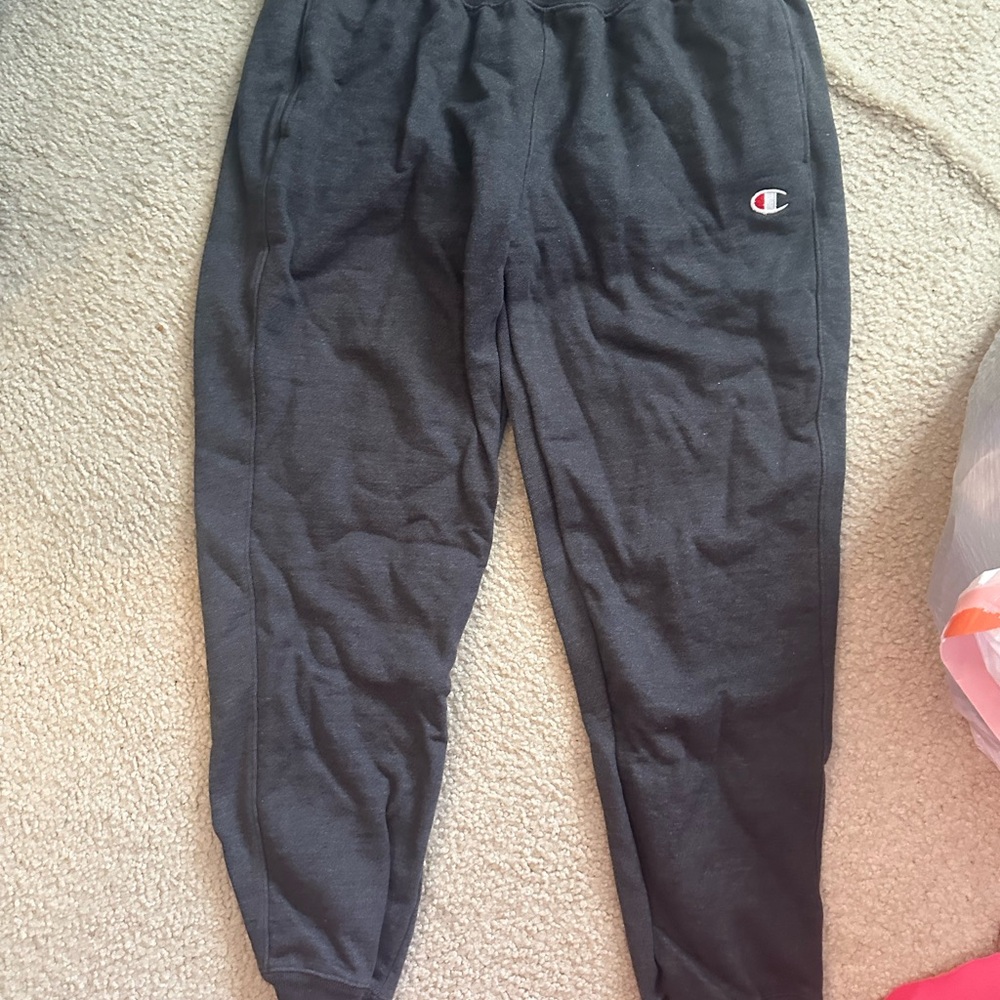 Champion Gray Sweatpants Tapered Athletic Fit